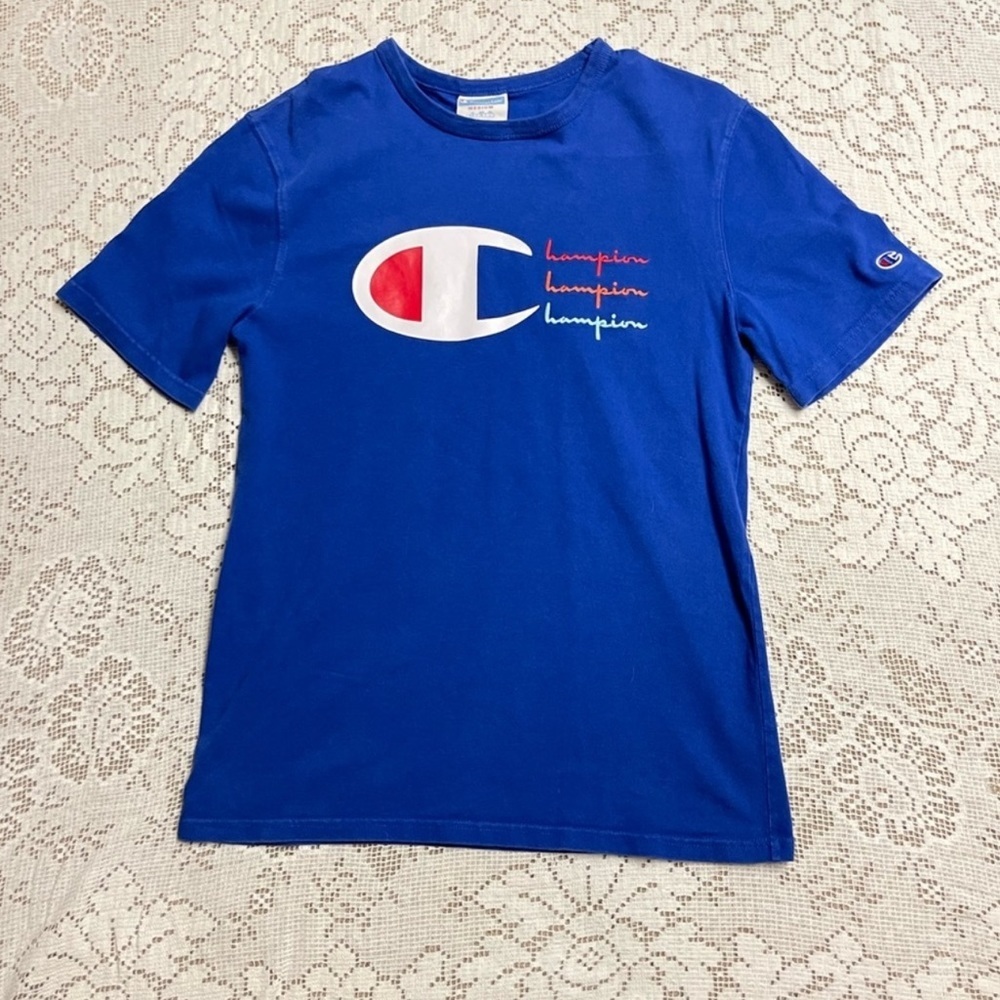 Blue champion short sleeve tee shirt size medium